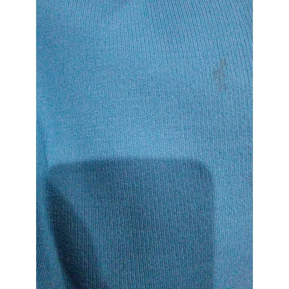 VTG 90s St. Croix Knits Men L V-Neck Sweater 100% Zephyr Wool Teal Blue USA Made